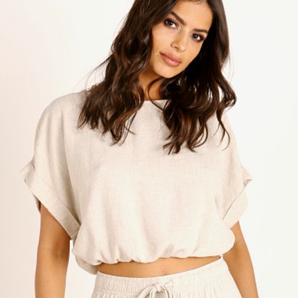Relaxed Crop Top in Cream